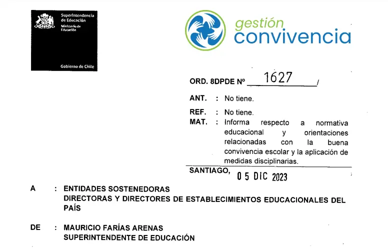 Resumen Normativo: Oficio 1627 SUPEREDUC